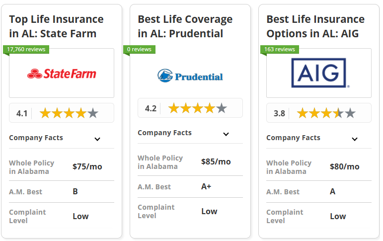 Best Life Insurance in Alabama: State Farm, Prudential and AIG