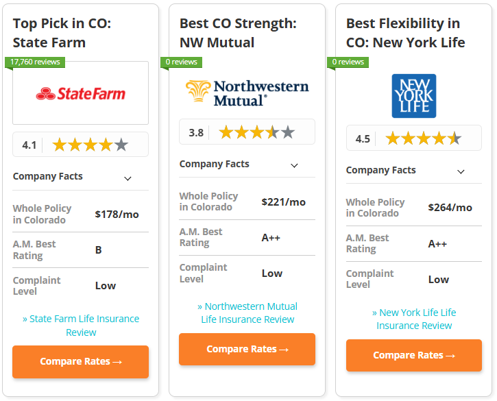 Best Life Insurance in Colorado: State Farm, Northwestern Mutual, New York Life