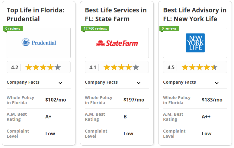 Best Life Insurance in Florida: Prudential, State Farm, New York Life