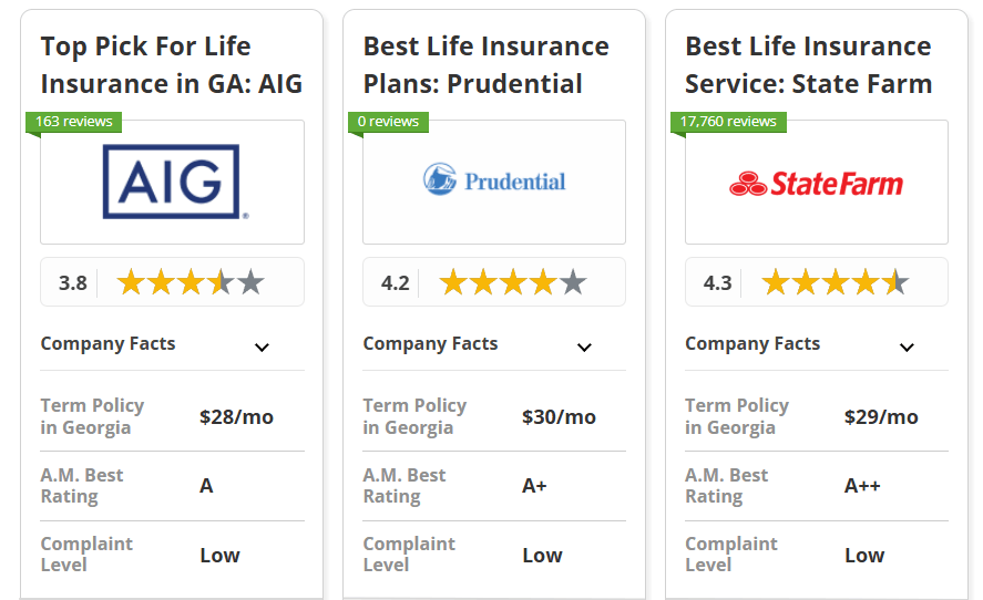 Best Life Insurance in Georgia: AIG, Prudential, State Farm