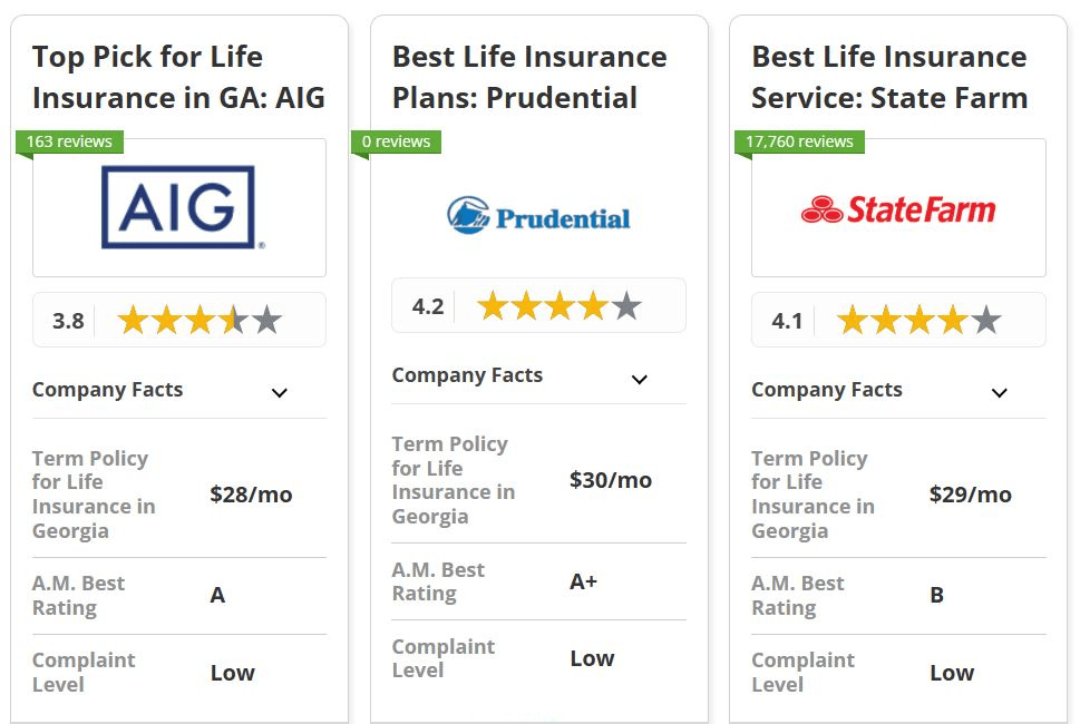 Best Life Insurance in Georgia: AIG, Prudential, State Farm