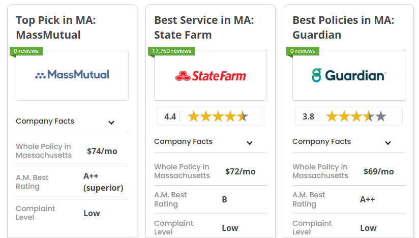 Best Life Insurance in Massachusetts: MassMutual, State Farm, and Guardian Life