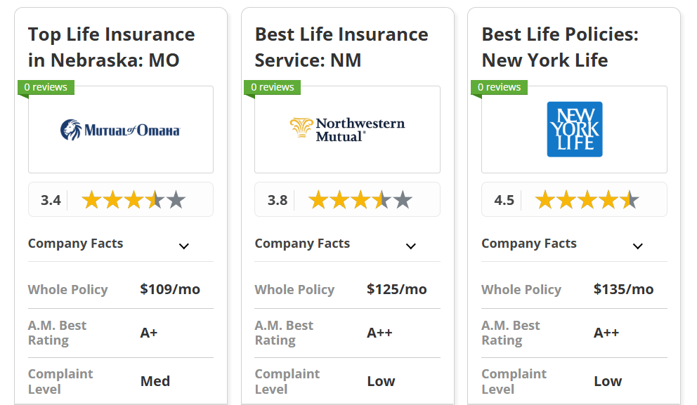 Best life insurance in Nebraska: Mutual of Omaha, Northwestern Mutual, and New York Life