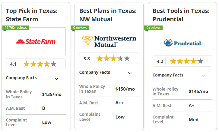 Best Life Insurance in Texas: State Farm, Northwestern Mutual, Prudential