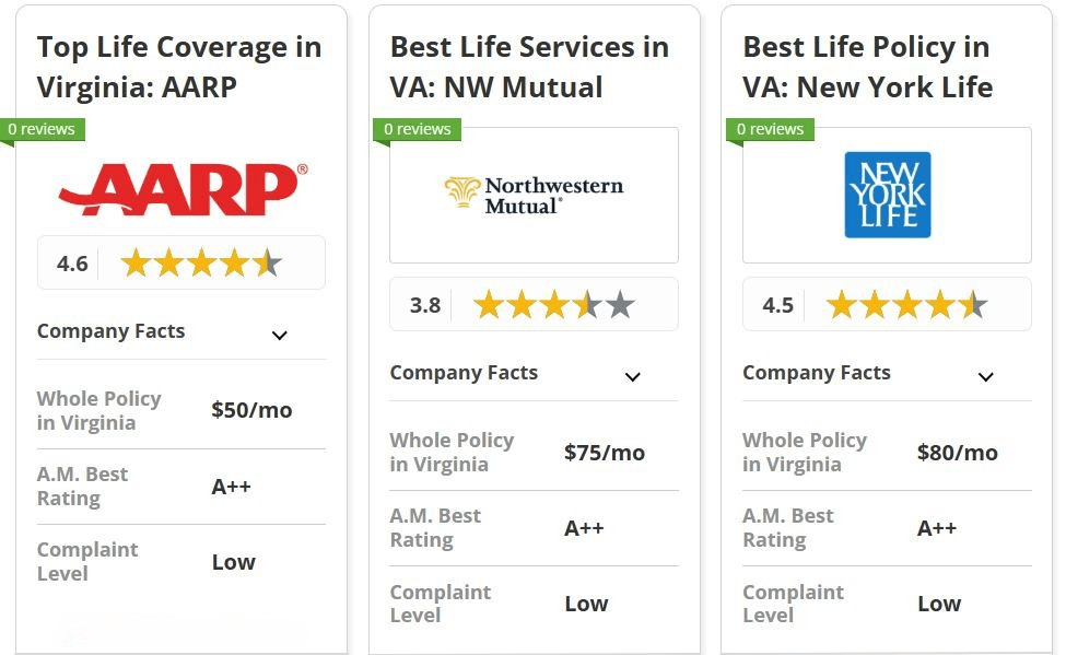 Best Life Insurance in Virginia: AARP, Northwestern Mutual, New York Life