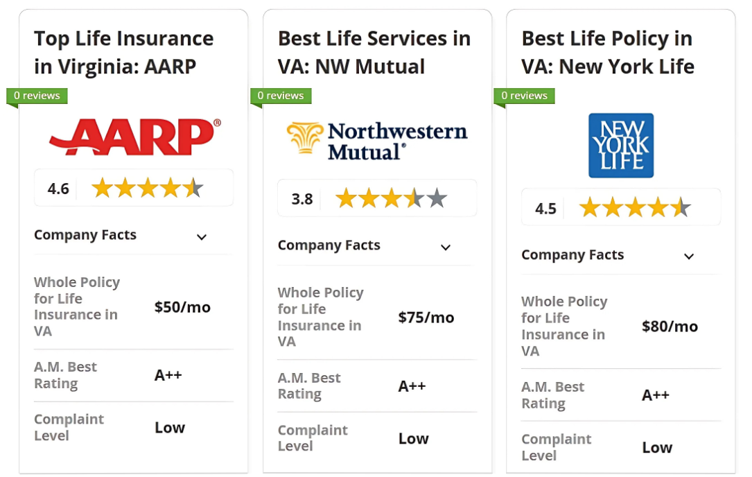 Best Life Insurance in Virginia: AARP, Northwestern Mutual, New York Life