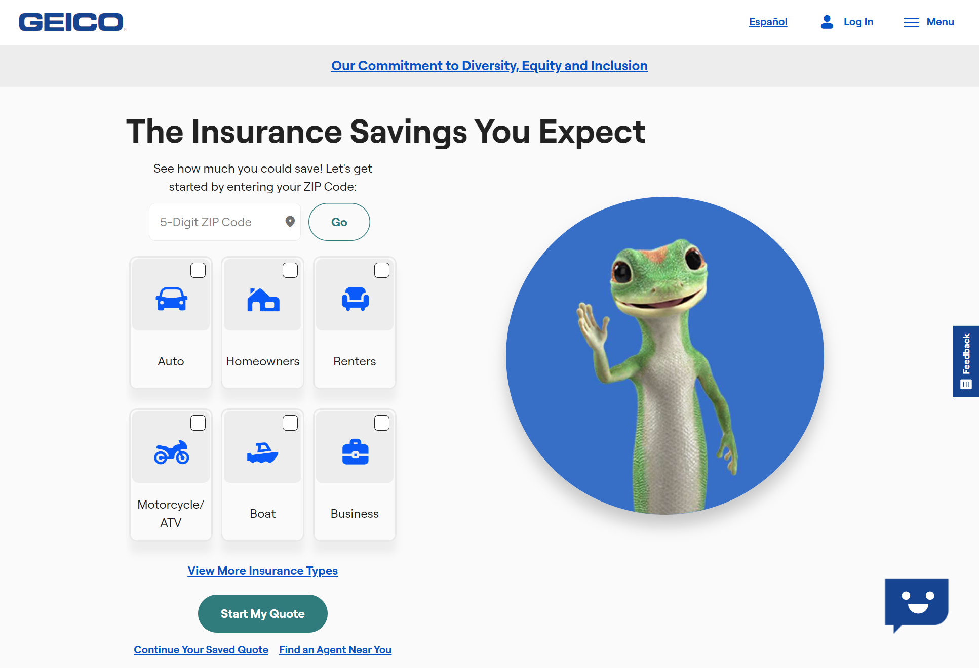 Best and Cheapest Renters Insurance in Montana: Geico Site Screenshot