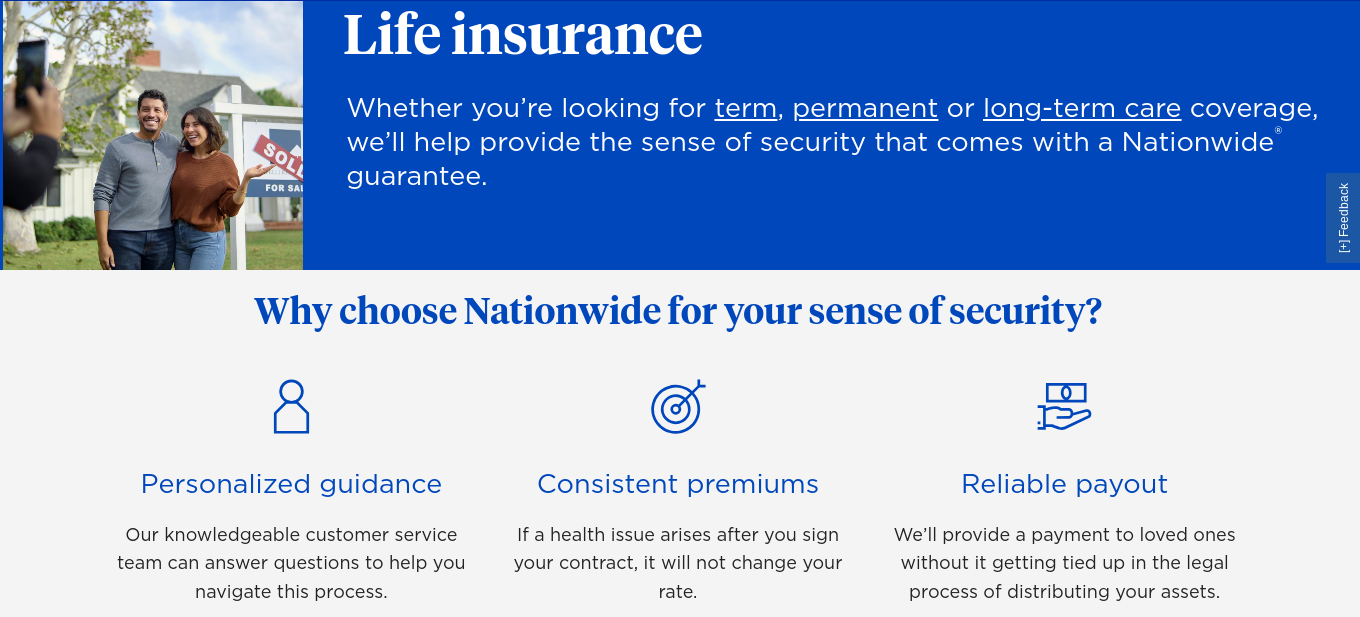 Best Life Insurance in Missouri: Nationwide Site Screenshot